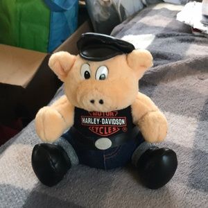 Vintage Harley Davidson Hog plush Biker Pig. Collectible Stuffed Animal